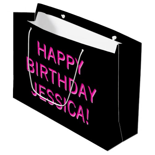 Customizable Text Happy Birthday to Any Name Large Gift Bag