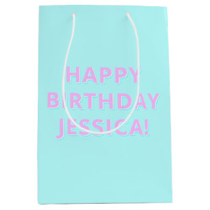 Customizable Text Happy Birthday to Any Name Medium Gift Bag
