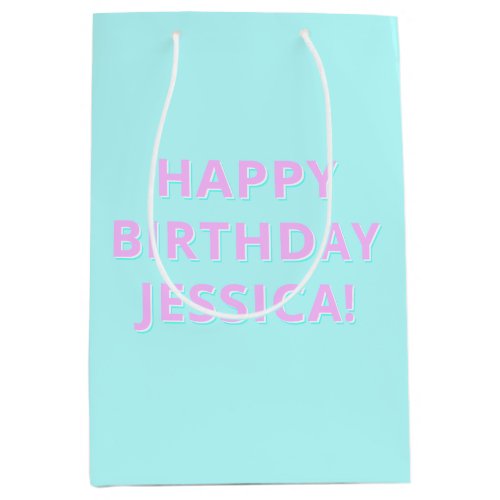 Customizable Text Happy Birthday to Any Name Medium Gift Bag