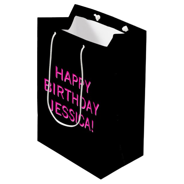 Customizable Text Happy Birthday to Any Name Medium Gift Bag (Front Angled)