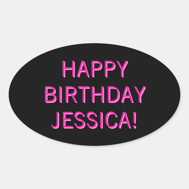 Customizable Text Happy Birthday to Any Name Oval Sticker (Front)