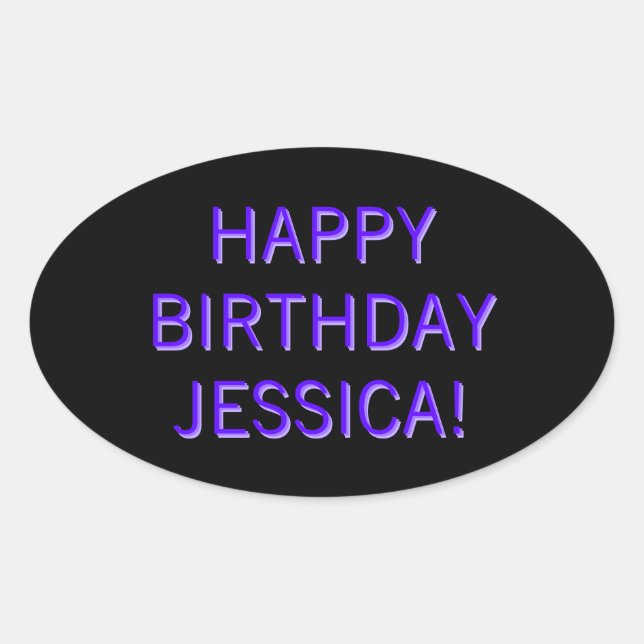 Customizable Text Happy Birthday to Any Name Oval Sticker (Front)