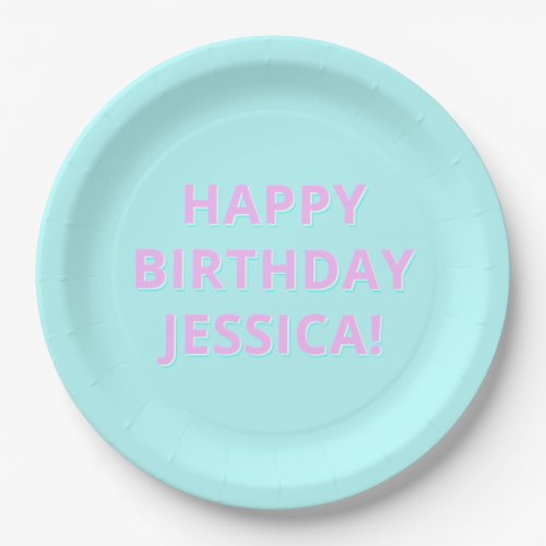 Customizable Text Happy Birthday to Any Name Paper Plates