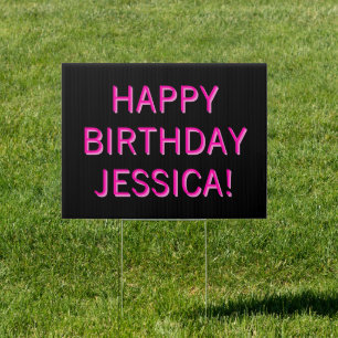 Customizable Text Happy Birthday to Any Name Sign