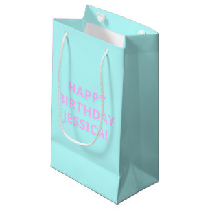 Customizable Text Happy Birthday to Any Name Small Gift Bag