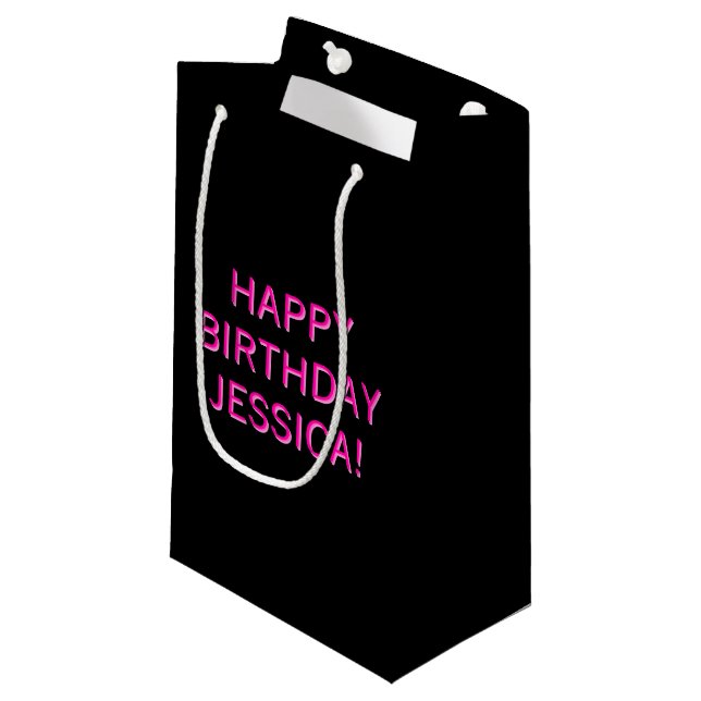 Customizable Text Happy Birthday to Any Name Small Gift Bag (Front Angled)