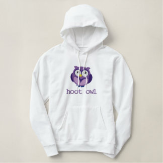 Customizable Text Hoot Owl Embroidered Apparel Hoodie