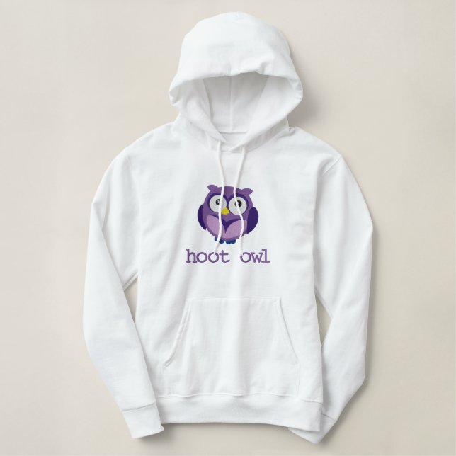 Customizable Text Hoot Owl Embroidered Apparel Hoodie (Design Front)