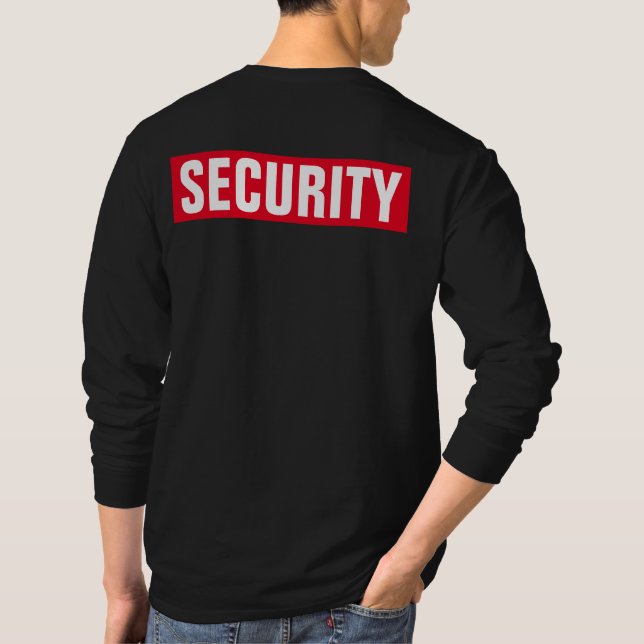 Customizable Text Mens Security Black Double Sided T-Shirt (Back)