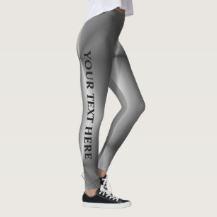 Customizable Text Name Modern Womens Silver Look Leggings