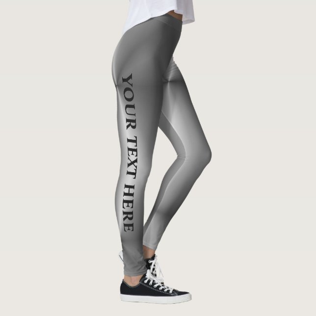 Customizable Text Name Modern Womens Silver Look Leggings (Right)
