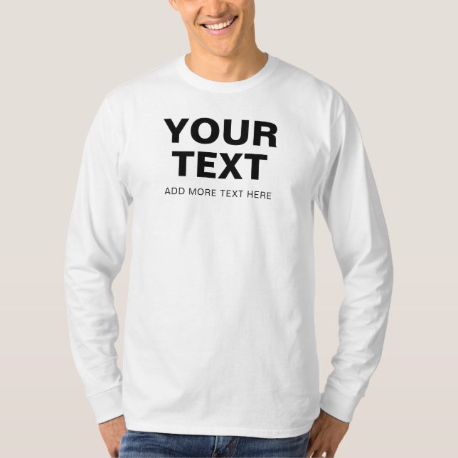 Customizable Text Name Photo Mens Modern Template T-Shirt (Front)