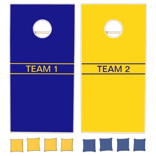 Customizable Text  Navy Blue  Yellow Cornhole Set