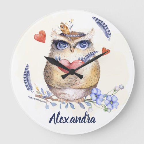 Customizable Text Nursery Clock with a Cute Owl