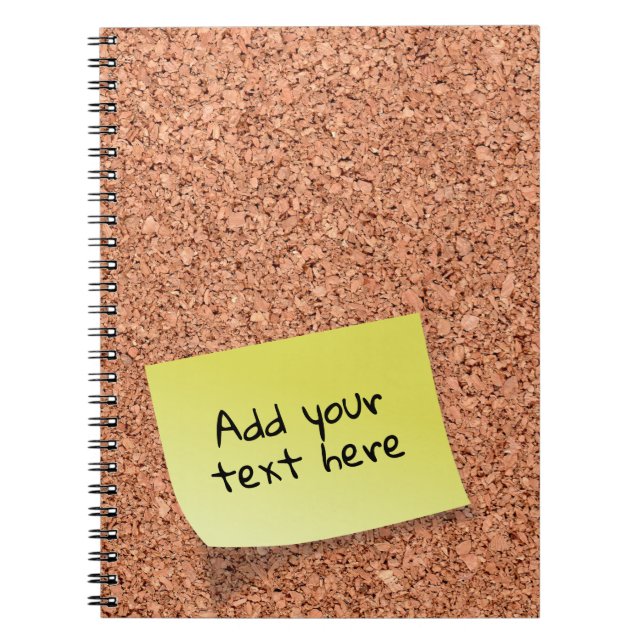 Customizable Text on Post It on Cork Board Notebook (Front)