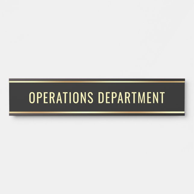 Customizable Text Operations Department Long Door Sign (Front)