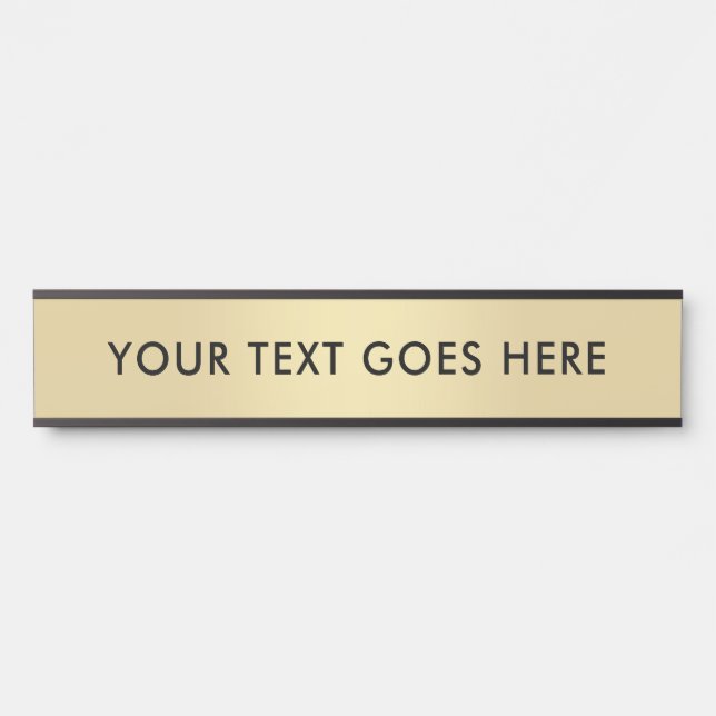 Customizable Text Room Name Gold Black Template Door Sign (Front)