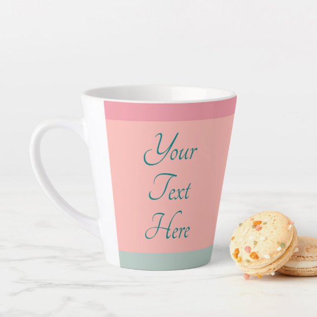 Customizable Text Script Pink Peach Teal Small Latte Mug (In Situ)