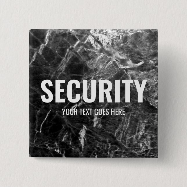 Customizable Text Security Black Marble Template Button (Front)