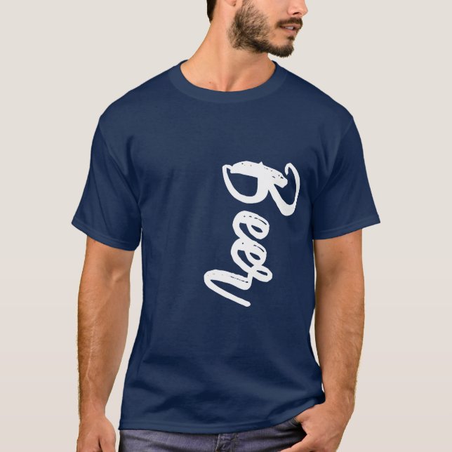 Customizable Text tee. Cool Script Word beer T-Shirt (Front)