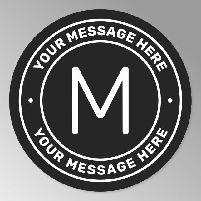 Customizable Text Template  | Black & White Classic Round Sticker (Creator Uploaded)