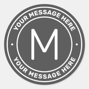 Customizable Text Template    Dark Grey & White Classic Round Sticker