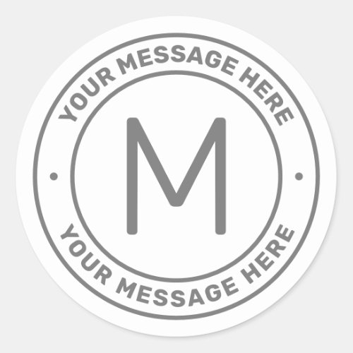 Customizable Text Template   White  Grey Classic Round Sticker