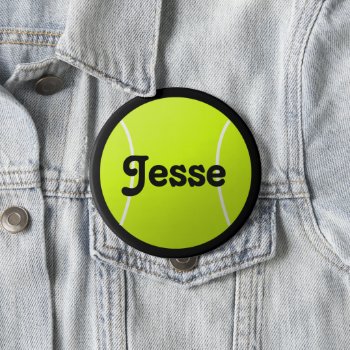 Customizable Text Tennis Ball For Players & Fans Button by SoccerMomsDepot at Zazzle