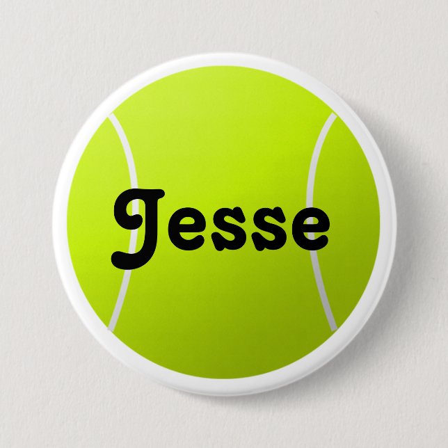 Customizable Text Tennis Ball for Players & Fans Pinback Button (Front)