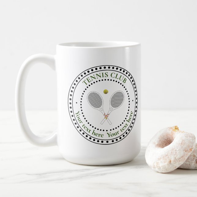Customizable Text Tennis Club  Coffee Mug (With Donut)