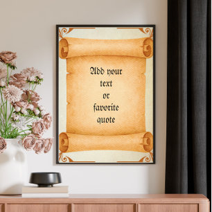 Customizable Text Victorian Vintage Scroll Poster