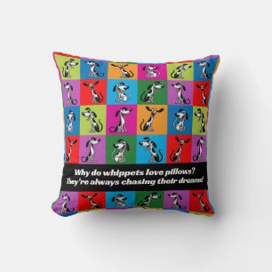Customizable text Whippet Whimsy Cozy Throw Pillow