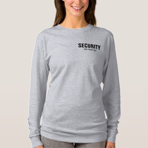 Customizable Text Womens Long Sleeve Grey Modern T_Shirt