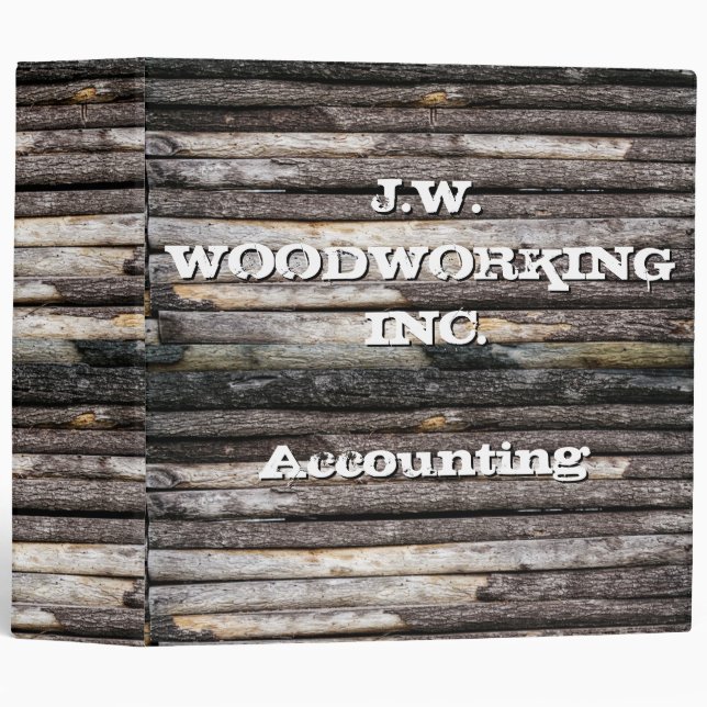 Customizable Text Wooden Logs 3 Ring Binder (Front/Spine)
