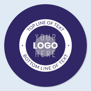 Customizable Text & Your Logo Dark Blue Purple Classic Round Sticker