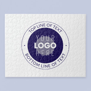 Customizable Text & Your Logo Dark Blue Purple Jigsaw Puzzle