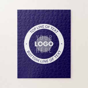 Customizable Text & Your Logo Dark Blue Purple Jigsaw Puzzle