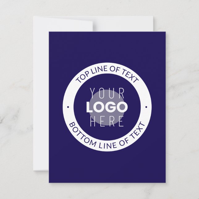 Customizable Text & Your Logo | Dark Blue Purple Note Card (Front)