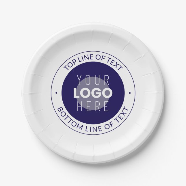 Customizable Text & Your Logo | Dark Blue Purple Paper Plates (Front)