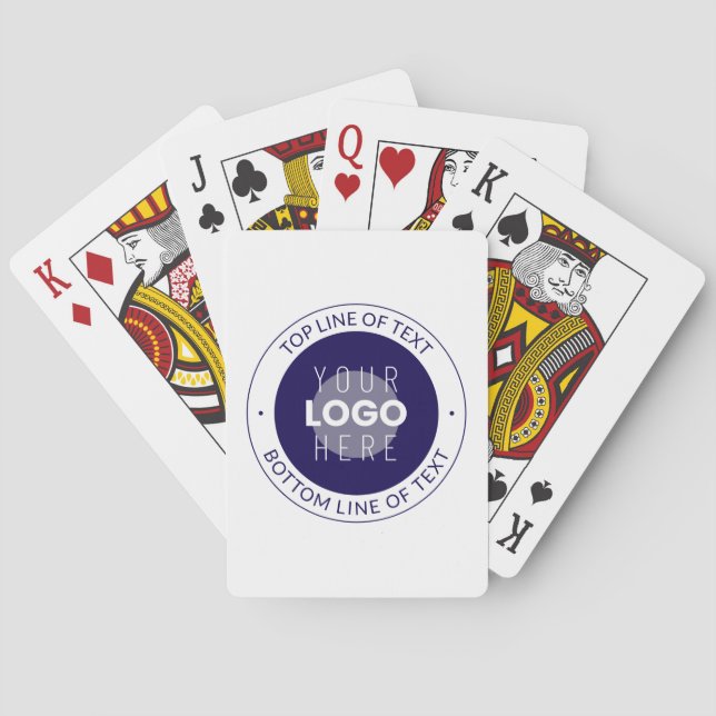 Customizable Text & Your Logo | Dark Blue Purple Poker Cards (Back)