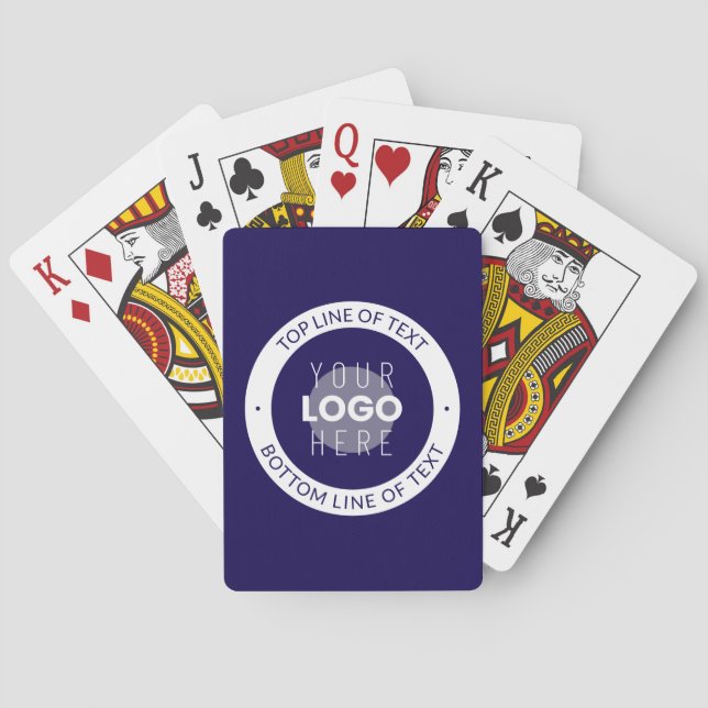 Customizable Text & Your Logo | Dark Blue Purple Poker Cards (Back)