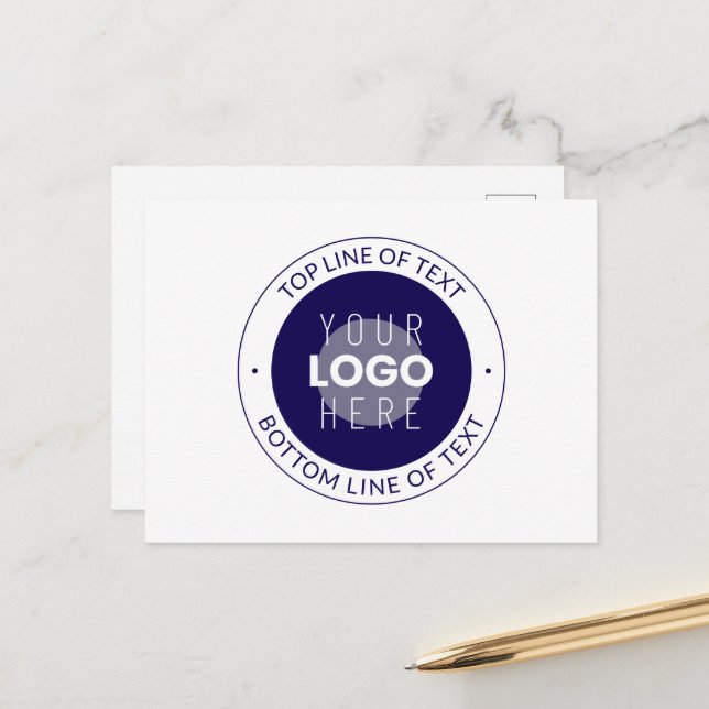 Customizable Text & Your Logo | Dark Blue Purple Postcard (Front/Back In Situ)