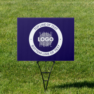 Customizable Text & Your Logo   Dark Blue Purple Sign