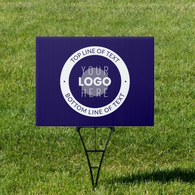 Customizable Text & Your Logo | Dark Blue Purple Sign (Insitu)