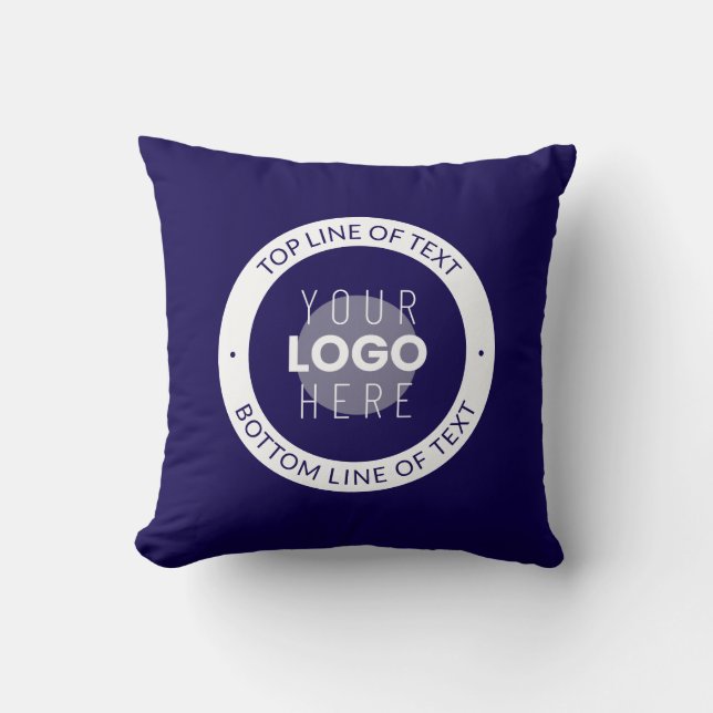 Customizable Text & Your Logo | Dark Blue Purple Throw Pillow (Front)