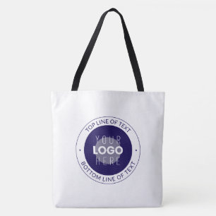 Customizable Text & Your Logo Dark Blue Purple Tote Bag