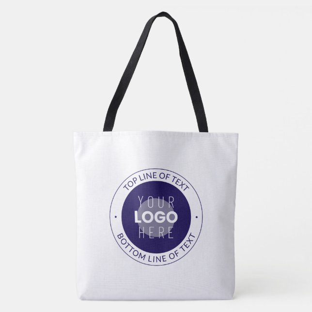 Customizable Text & Your Logo | Dark Blue Purple Tote Bag (Front)