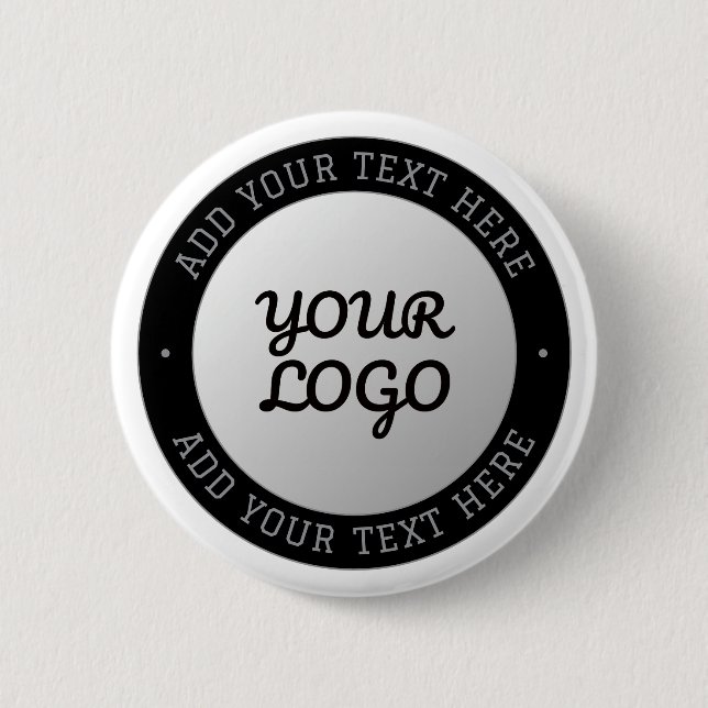 Customizable Text & Your Logo | Gray Gradient Button (Front)