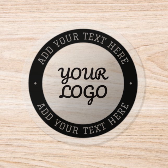 Customizable Text & Your Logo | Gray Gradient Classic Round Sticker (Single)