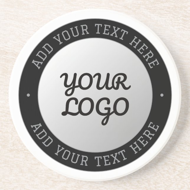 Customizable Text & Your Logo | Gray Gradient Coaster (Front)